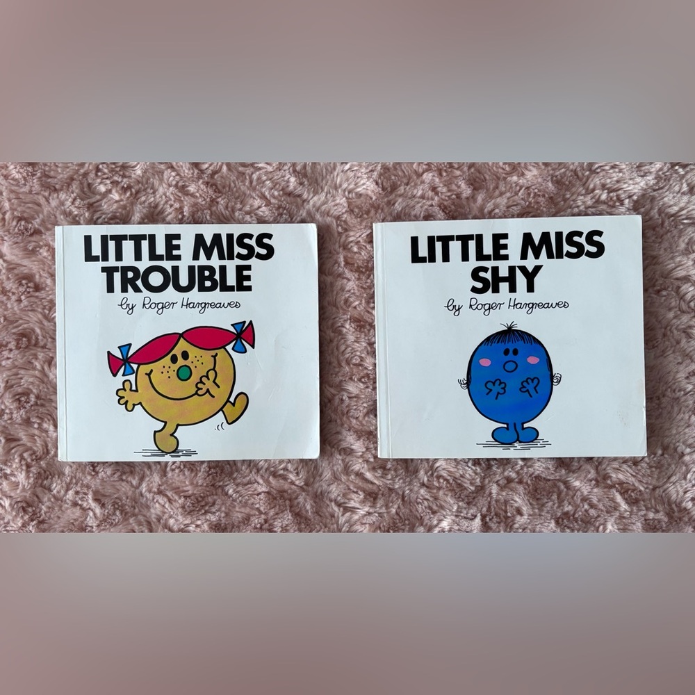 Lot of 2 ~Little Miss Trouble & Little Miss Shy Paperback Books ~Great Condition